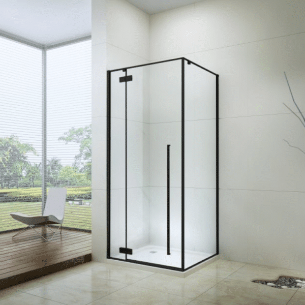 Kit Shower EX-427 Puerta abatible electro pintado negro (Vidrio templado no incluido)
